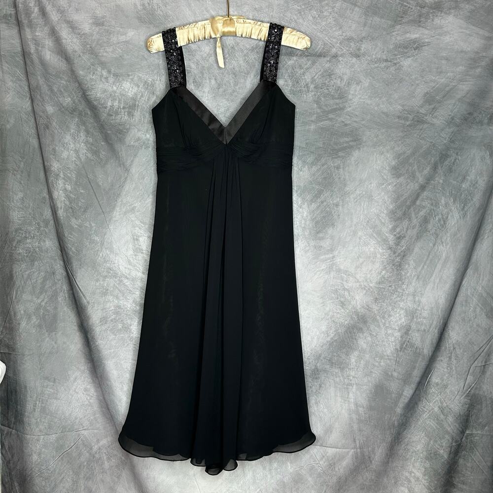 David's Bridal Dress Black Women 4 Shiny Bleads Sleeveless Knee Length Wedding - Picture 3 of 6